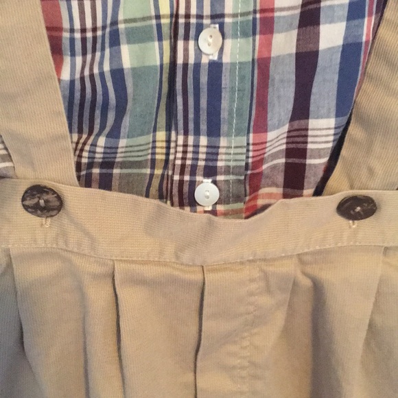 Overalls and long sleeved plaid shirt - Picture 2 of 4